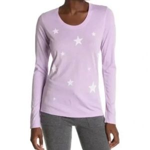 Sundry Star Print Long Sleeve Lilac Tee-Shirt